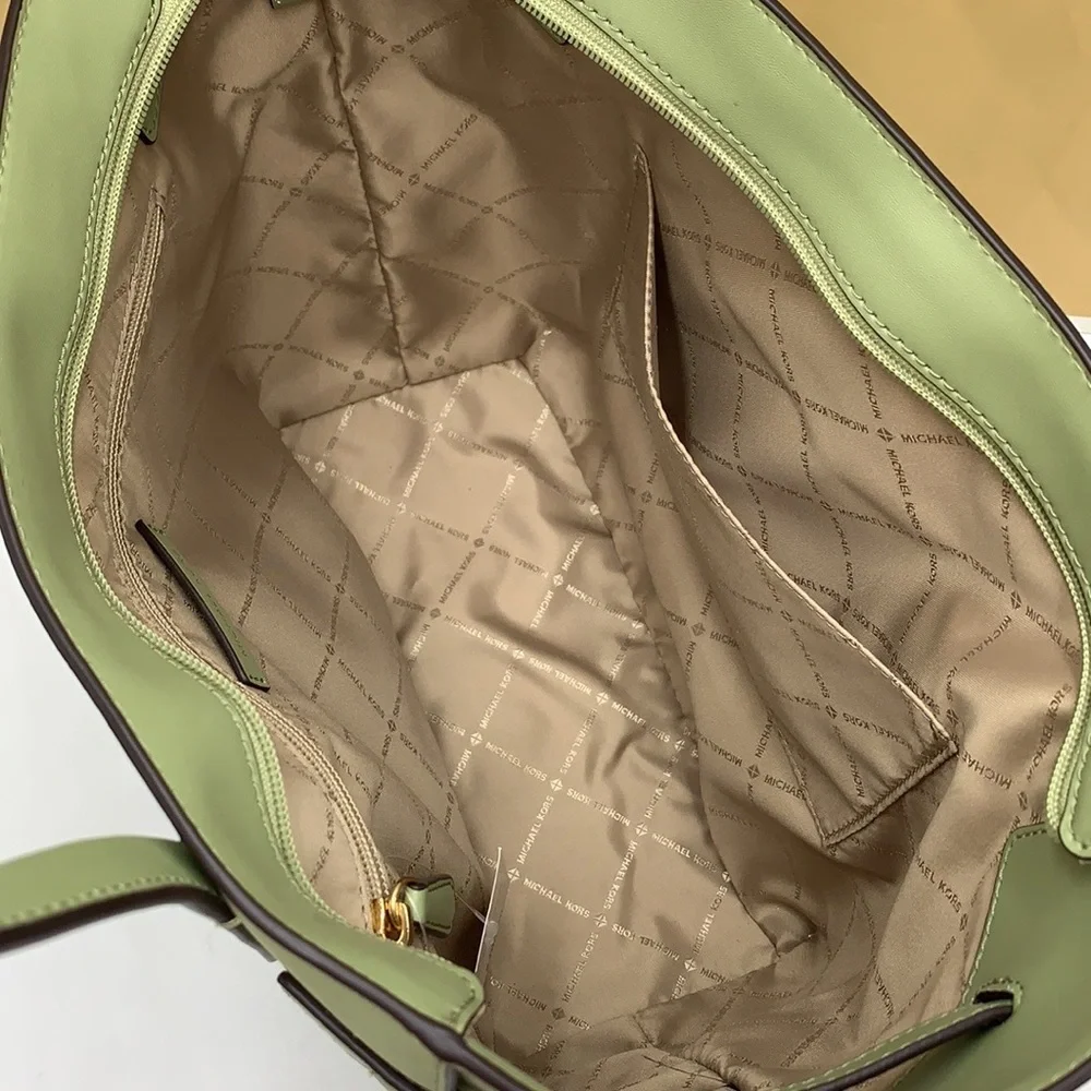MICHAEL KORS CARMEN LARGE NORTH SOUTH TOTE LIGHT SAGE COLOR - Picture 9 of 15